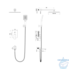 Душевая система Oliveeka D-Line 300 1 режим OL-939003-BG (золото матовое)