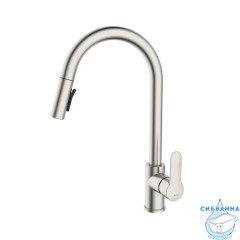 Смеситель для кухни с выдвижным изливом, сталь, Cuba, IDDIS, CUBSTP0i05