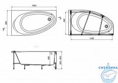 Акриловая ванна Roca Corfu 160х90 R с каркасом