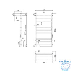 Полотенцесушитель электрический Indigo Line Trinity П8 с полкой (с таймером) 50х80 оружейная сталь (с возможностью скрытого подключения, подключение R/L)