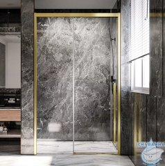 Дверь в нишу Veconi Premium Trento 130 профиль брашированное золото, стекло прозрачное PTD30-G-130-01-C4