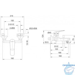 Смеситель для ванны Bravat Rhein F9429564CP-01-ENG (хром)