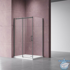 Душевое ограждение Vincea Dice 160x100 профиль вороненая сталь, стекло прозрачное VSR-4D1016CLGM