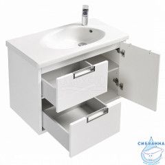 Тумба подвесная Roca Etna 80 см (2 ящика и 1 дверка) 857301806 с раковиной Roca 80 см белый глянец