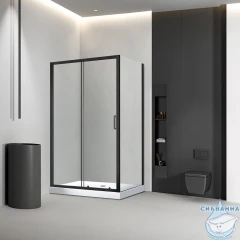 Душевое ограждение Veconi Ровиго 120x90 профиль черный, стекло прозрачное RV046B-12090-01-C5 (без поддона)