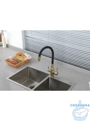 Смеситель кухни Frap F4396-3 (золото/черный)