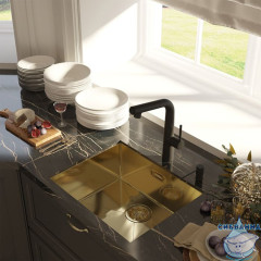 Мойка, нерж.сталь, универсального монтажа, матовое золото, 540*440,  Edifice, IDDIS, EDI54B0i77