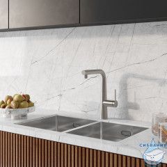 Смеситель для кухни с фильтром и выдвижным изливом, сатин, Pure, IDDIS, PURBNPFi05N