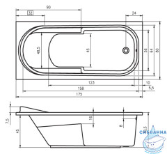Акриловая ванна Riho Columbia 175x80 с каркасом