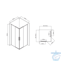Душевое ограждение Vincea Slim-U 90x90 профиль черный, стекло прозрачное VSS-2SU900CLB