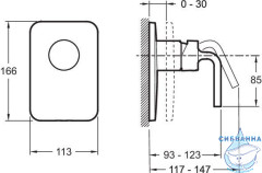 Встраиваемый смеситель для душа Jacob Delafon Purist E98709-CP