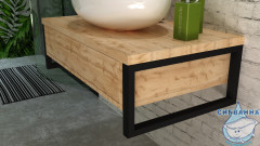 Тумба подвесная 1Marka GRUNGE LOFT 70П (1 ящик) Дуб Вотан с раковиной Sanita Luxe Инфинити 60