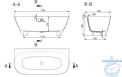 Ванна из искусственного камня Salini Sofia Wall 170x80 (материал sapirit, белый глянцевый)