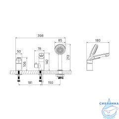 Смеситель для ванны на борт Iddis Torr TORSB30i07 с душевым гарнитуром (хром)