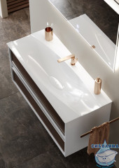 Тумба подвесная Aqwella Clarberg Evolution 100 с раковиной Papirus 100 темный крафт