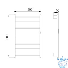 Полотенцесушитель электрический Raglo R350 П7 50х80 (с возможностью скрытого подключения, подключение универсальное) (сатин)