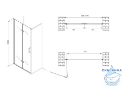 Дверь в нишу ABBER Zart AG08100P 100x195 профиль хром, стекло прозрачное