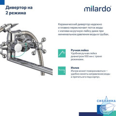 Смеситель для ванны с длинным изливом, Duplex, Milardo, DUPSBL2M10