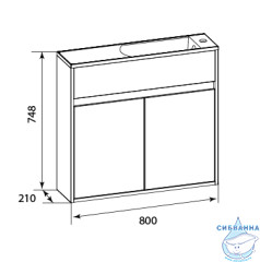 Тумба подвесная  1Марка Stretto 80П (2 дверки) с раковиной белый У92325