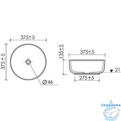  Раковина на столешницу 38 см Ceramicanova Taycan CN12003MB (черный матовый)