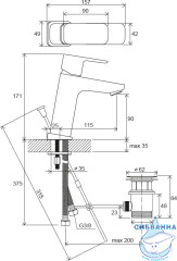 Смеситель для раковины Ravak 10° X070149 (с донным клапаном) (черный матовый)