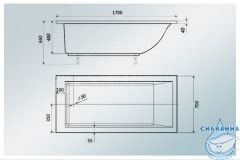 Ванна из литьевого мрамора New Line Sanitary Надежда на ножках 164-170х70 (подрезаемая)