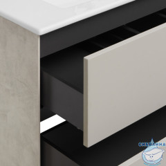 Тумба Акватон Сохо 60 с раковиной Элина 60 слейт/галька серая