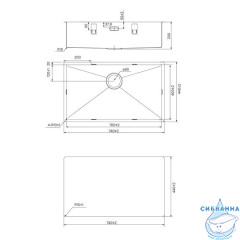 Мойка, нерж. сталь, универсального монтажа, графит, 740*440,  Edifice, IDDIS, EDI74G0i77