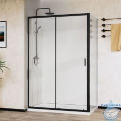 Душевое ограждение Vincea Сити 110x90 профиль черный, стекло прозрачное VSR-5CT9011CLB