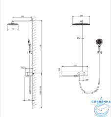 Душевая система Vincea Inspire 280 1 режим VSFS-3I13TMB (черный матовый )
