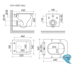 Унитаз подвесной безободковый Ceramicanova Miro CN11003T с сиденьем быстросъемным Soft Close (микролифт)