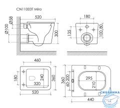 Унитаз подвесной безободковый Ceramicanova Miro CN11003T с сиденьем быстросъемным Soft Close (микролифт)