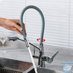 Смеситель для кухни Gappo G4398-17 (хром/серый)