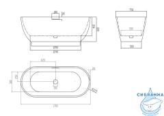 Ванна из искусственного камня ABBER Frankfurt 170x75 AM9941MLG