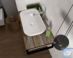 Тумба подвесная 1Marka GRUNGE LOFT 80П (1 ящик) Дуб Намибия с раковиной Sanita Luxe Инфинити 60