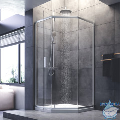 Душевое ограждение AM.PM Gem W90G-405-090MT 90x90 профиль хром, стекло прозрачное (без поддона)