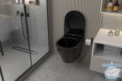 Унитаз подвесной безободковый Abber Bequem AC1102MB с сиденьем Soft Close (микролифт) 