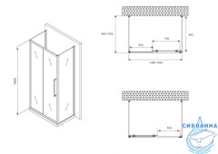 Душевое ограждение ABBER Schwarzer Diamant 140x100 AG30140BMH-S100BM-S100BM профиль черный, стекло матовое (без поддона)