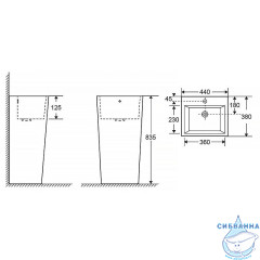 Раковина напольная 44 см Azario Fretta AZ-303