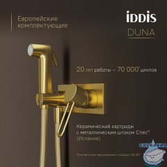 Встраиваемый смеситель с гигиеническим душем с защитным клапаном, матовое золото,  Duna, IDDIS, DUNMGV0i08