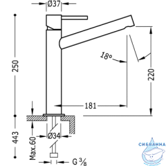 Смеситель для раковины Tres Max 06220601 (без донного клапана)