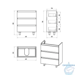 Тумба напольная Brevita Victory 70 серый с раковиной Dreja Luxury 70