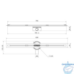 Дренажный трап для душа Raglo R653.80.05 80 см с решеткой (сатин) 