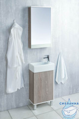 Тумба Акватон Эмма 46 дуб наварра/ белый глянец с раковиной Эрис 46