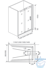 Дверь в нишу Bas Galaxy WTW-170-C-B профиль черный, стекло прозрачное