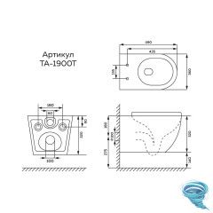 Унитаз подвесной безободковый  TONI ARTI Russi TA-1900T с сиденьем Soft Close (микролифт)
