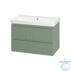 Тумба подвесная Brevita Victory 80 зеленый с раковиной Dreja Luxury 80