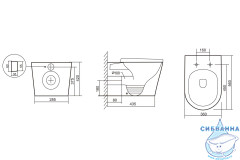 Унитаз приставной безободковый Abber Bequem AC1113 с сиденьем Soft Close (микролифт) (белый)