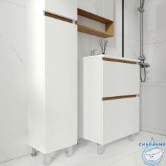 Тумба Viant Мальта 60Н с раковиной Como 60 белый/дуб вотан