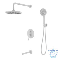 Душевая система скрытого монтажа с тропическим душем, ручным душем и изливом, белый матовый, Odda, IDDIS, ODDWT03i68